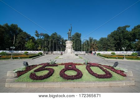 Chisinau, Moldova, circa august 2016: Stephen the Great Monument at night in Chisinau, Moldova