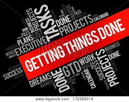Getting Things Done Word Cloud Business Concept Background