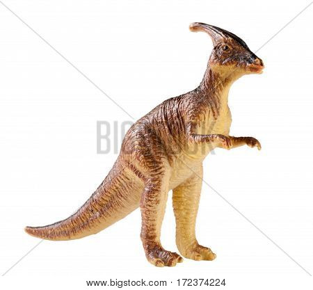 plastic dinosaur toy isolated on white background.