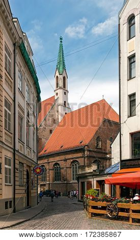 RIGA/ LATVIA - JULY 25. Old Evangelical Lutheran Church of St. John om July 25, 2015. Riga, Latvia.