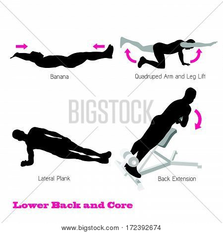 Excercise Physical Muscle Silhouette Illustration Vector Set