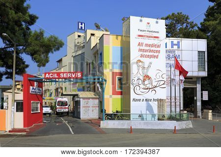 KEMER/ TURKEY - AUGUST 23, 2015. City hospital in Kemer, Turkey.