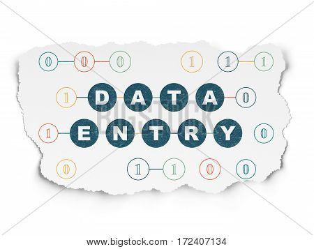Information concept: Painted blue text Data Entry on Torn Paper background with Scheme Of Binary Code