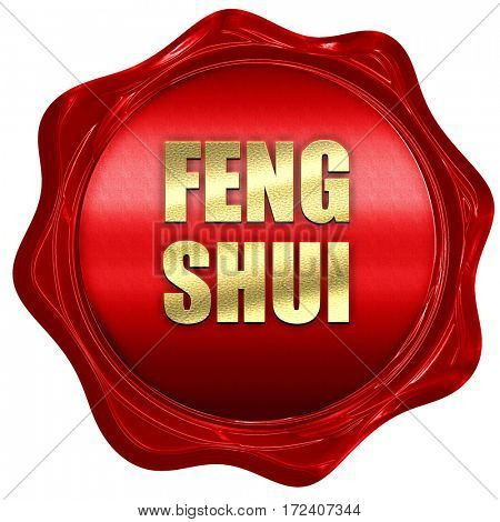 Feng shui, 3D rendering, red wax stamp with text