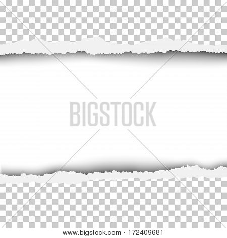 Torn snatched window in sheet of any color paper. The resulting hole is white. Template design.