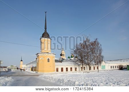 Russia Winter Kolomna city center view and Bell Tower