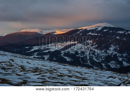 Beautiful Winter Landscape In The Mountains, Bieszczady, Poland