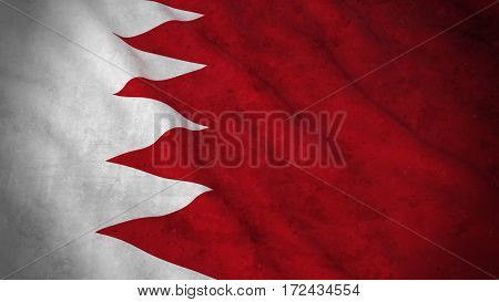 Grunge Flag Of Bahrain - Dirty Bahraini Flag 3D Illustration