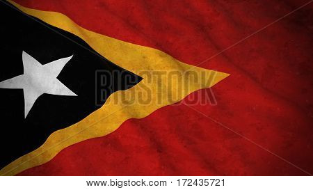 Grunge Flag Of East Timor - Dirty Timorese Flag 3D Illustration