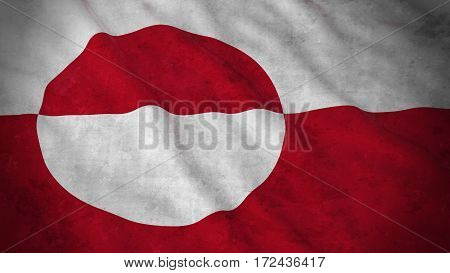 Grunge Flag Of Greenland - Dirty Greenlandic Flag 3D Illustration