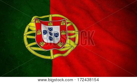 Grunge Flag Of Portugal - Dirty Portuguese Flag 3D Illustration