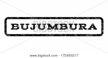 Bujumbura watermark stamp. Text caption inside rounded rectangle with grunge design style. Rubber seal stamp with scratched texture. Vector black ink imprint on a white background.