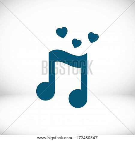 musical note with hearts icon stock vector illustration flat design