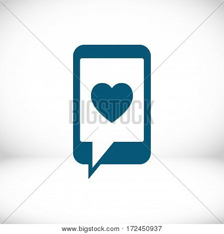 phone with hearts on the screen icon stock vector illustration flat design