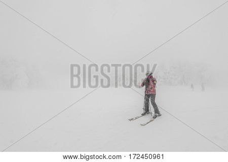 Yamakata, Japan - February 7, 2017: People at Rope-way in winter Zao ski moutain, Yamagata Japan .