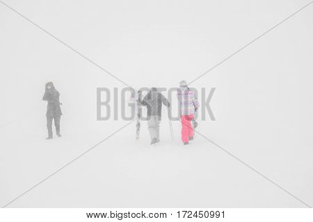 Yamakata, Japan - February 7, 2017: People at Rope-way in winter Zao ski moutain, Yamagata Japan