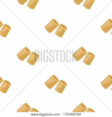 Ditalini pasta icon in cartoon style isolated on white background. Types of pasta pattern vector illustration.