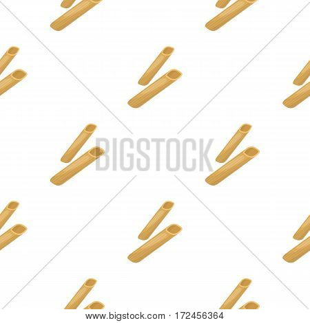 Penne rigate pasta icon in cartoon style isolated on white background. Types of pasta pattern vector illustration.