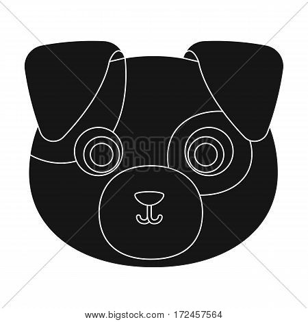 Dog muzzle icon in black design isolated on white background. Animal muzzle symbol stock vector illustration.