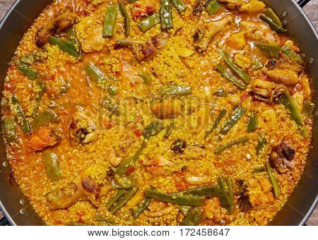 Paella from Spain chicken and rabbit rice recipe from Valencia