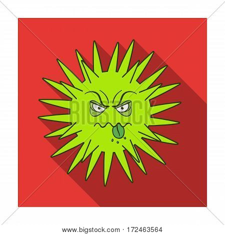 Green virus icon in flat design isolated on white background. Viruses and bacteries symbol stock vector illustration.