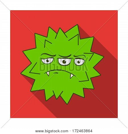 Green virus icon in flat design isolated on white background. Viruses and bacteries symbol stock vector illustration.