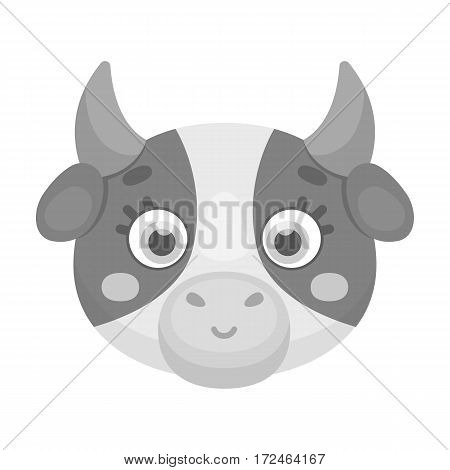 Cow muzzle icon in monochrome design isolated on white background. Animal muzzle symbol stock vector illustration.
