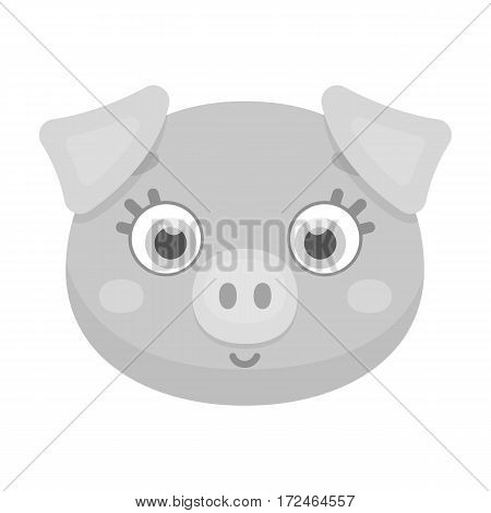 Pig muzzle icon in monochrome design isolated on white background. Animal muzzle symbol stock vector illustration.