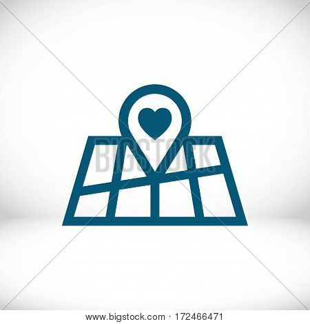 pointer pin up icon with heart stock vector illustration flat design