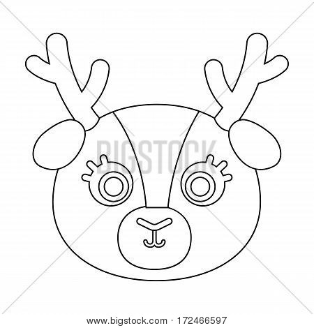 Deer muzzle icon in outline design isolated on white background. Animal muzzle symbol stock vector illustration.