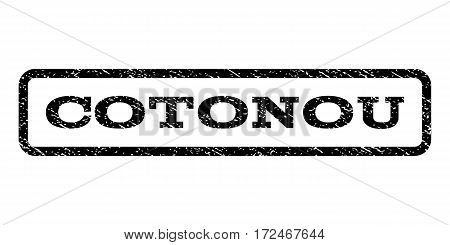Cotonou watermark stamp. Text caption inside rounded rectangle frame with grunge design style. Rubber seal stamp with dirty texture. Vector black ink imprint on a white background.