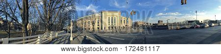 BRONX NEW YORK USA - FEBRUARY 19: Panoramic of Yankee Stadium during the day. Taken February 19 2017 in New York.