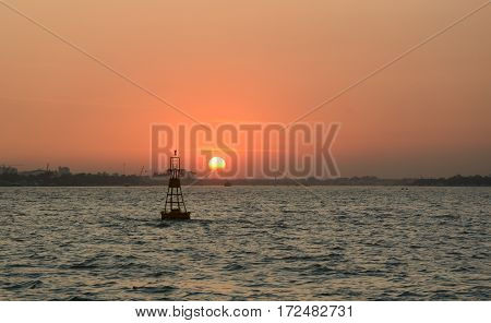 Riverscape At The Sunset