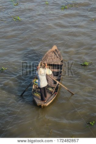 Wooden Boats On The River In Vietnam