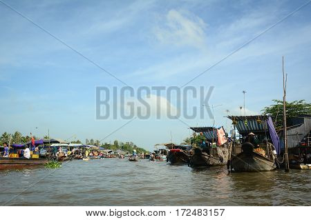 Wooden Boats On The River In Vietnam