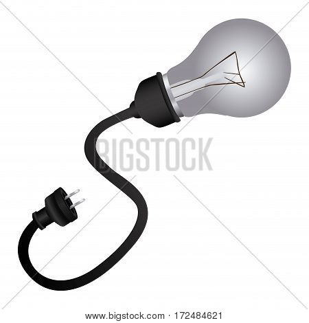 silver bulb cable icon, vector illustration design image