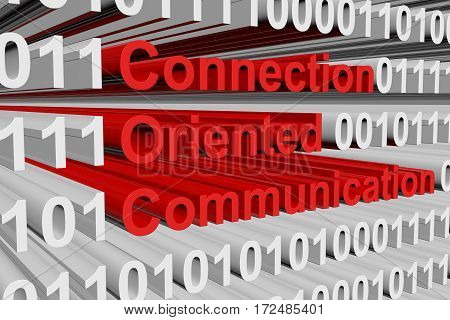 connection oriented communication in the form of binary code, 3D illustration