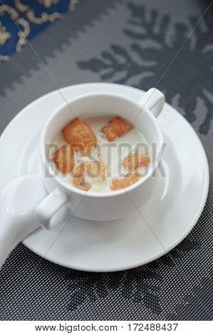 Bread Stick Or Chiness Deep Fried Or Patongko Of Thai And Soy Milk.