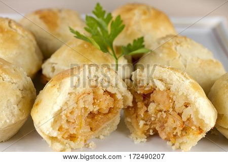 Brazilian empadinha close up tasty traditional breakfast