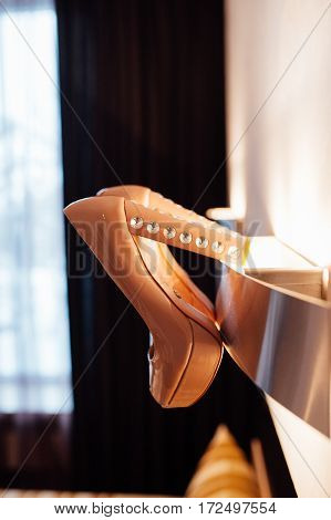 Beautiful Bridal Beige Shoes Hang On The Wall Lamp