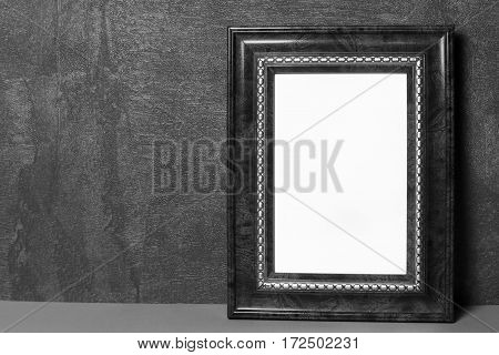 Vintage frame on table vintage background with space for text
