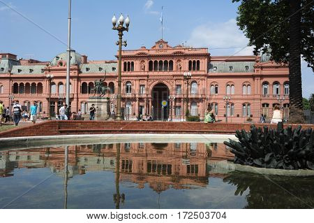 Buenos Aires, Argentina - 14 January 2011: casa Rosada on Mayo square at Buenos Aires on Argentina