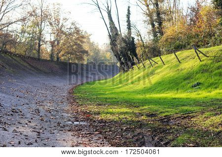 Generic view of Monza high-speed oval with banked sopraelevata curves in a autumn day