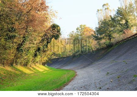 Generic view of Monza high-speed oval with banked sopraelevata curves in a autumn day