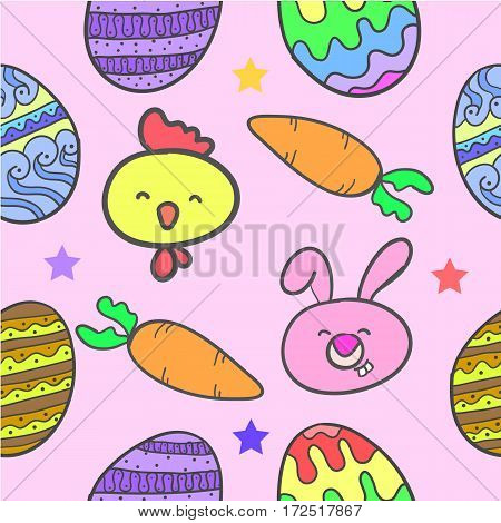Doodle of easter egg style on pink background vector art