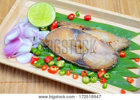 Salted fish Spicy salted with lamon,Pepper and Onions