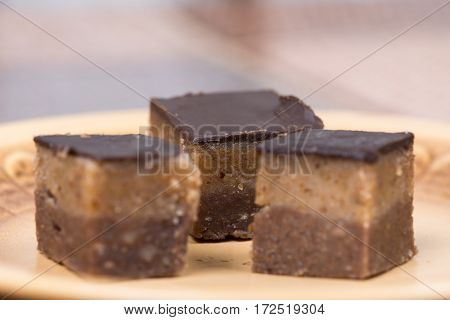 Homemade Chocolate Bajadera Cookies On The Plate