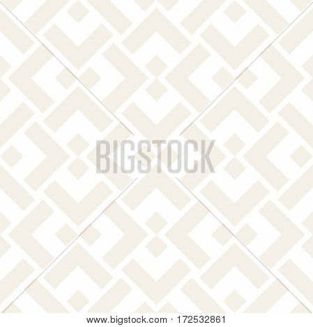 Subtle Ornament With Striped Rhombuses. Vector Seamless Monochrome Pattern