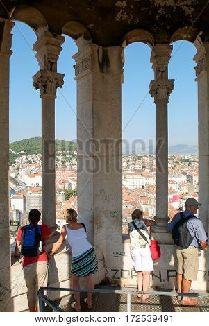 People Admiring The View Of Split