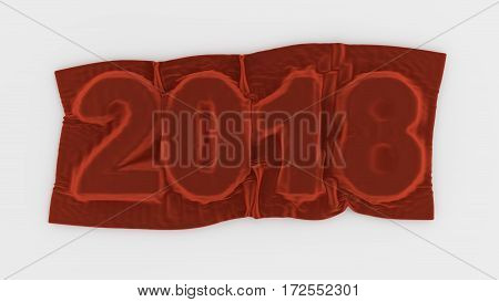 Next Year 2018 Sign Red Velvet Shrouded 3d Rendering